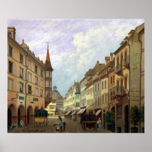 Poster Les arcades, rue grande, Colmar, 1876