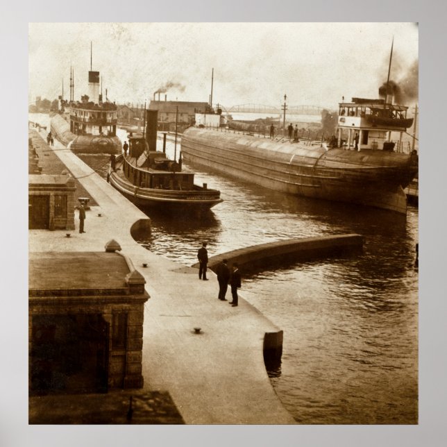 Poster Les baleines dans les verrous de Soo, Sault Ste. M (Devant)