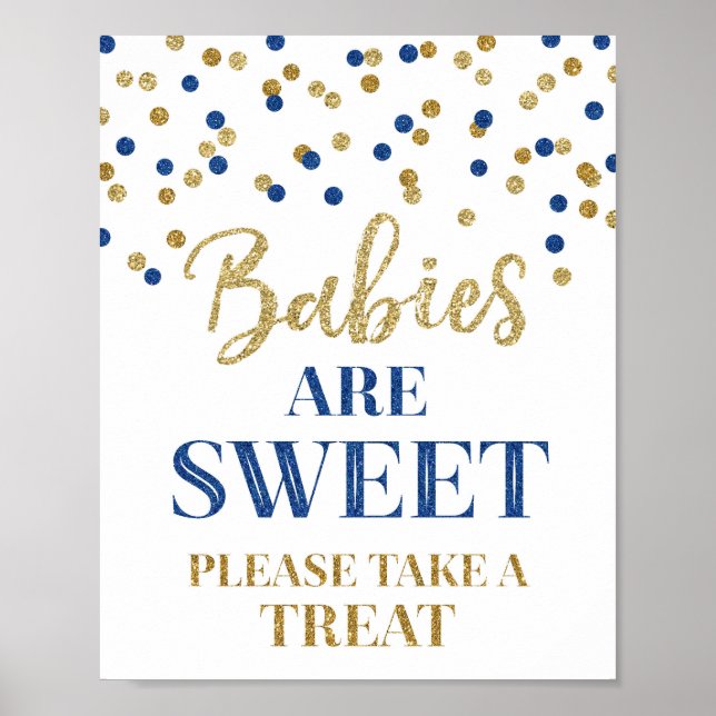 Poster Les bébés sont Sweet Sign Gold Dark Blue Confetti (Devant)