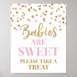 Poster Les bébés sont Sweet Sign Gold Pink Confetti