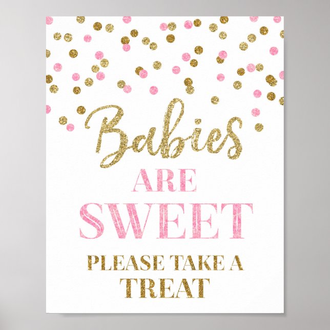Poster Les bébés sont Sweet Sign Gold Pink Confetti (Devant)
