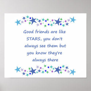 Poster Les bons amis sont comme Stars Inspirational Citat