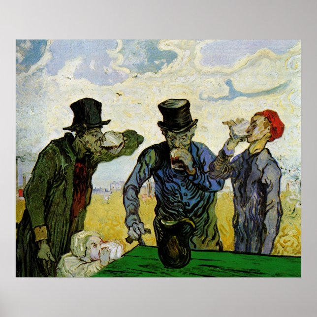 Poster Les Buveurs par Vincent van Gogh (Devant)