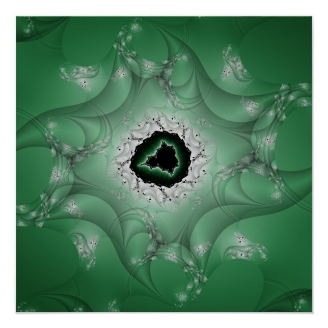 Poster Les cauchemars | Art fractal vert et blanc (Devant)