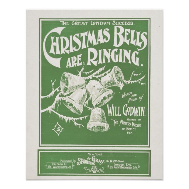 Poster Les cloches de Noël sonnent - Impression d'art vin (Devant)