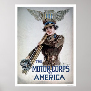 Poster Les corps de moteur de l'Amérique - jeune femme