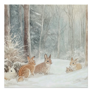 Poster Les Créatures Des Bois Les Lapins