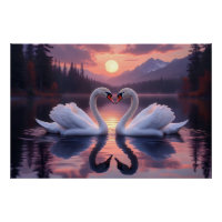 Les cygnes sous la lune de l'amour
