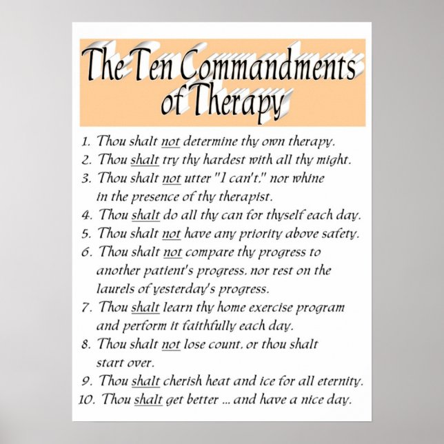 Poster Les dix commandements de la thérapie (Devant)