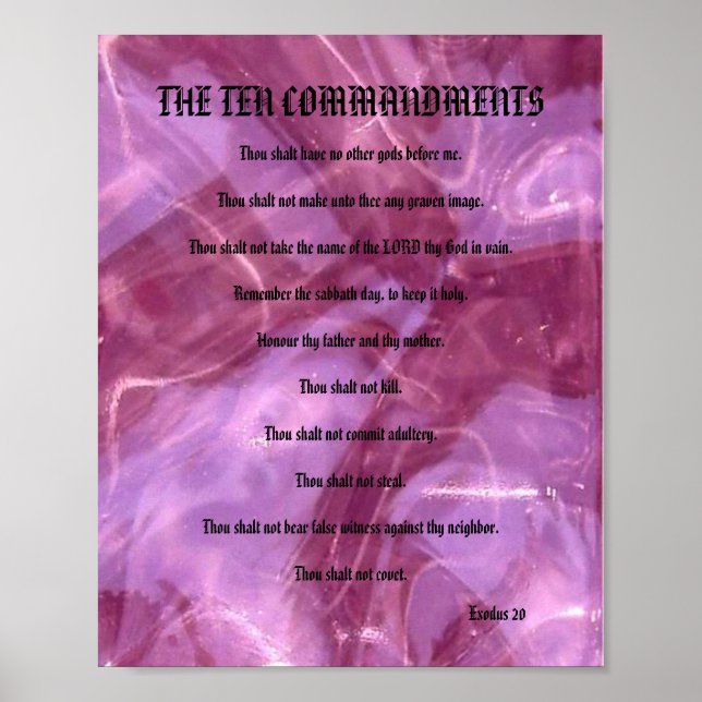 Poster Les Dix Commandements - Verre Rose (Devant)