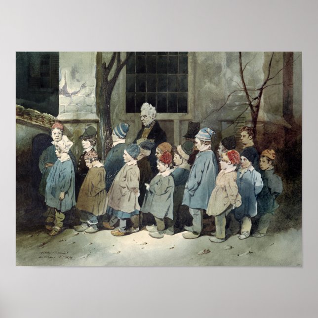 Poster Les écoliers sur le terrain de jeu (Devant)