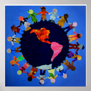 Poster Les enfants autour du monde Toile Imprimer :