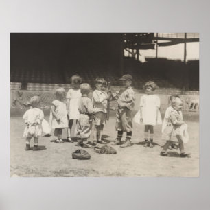 Poster Les enfants des années 1920 jouent au baseball sur