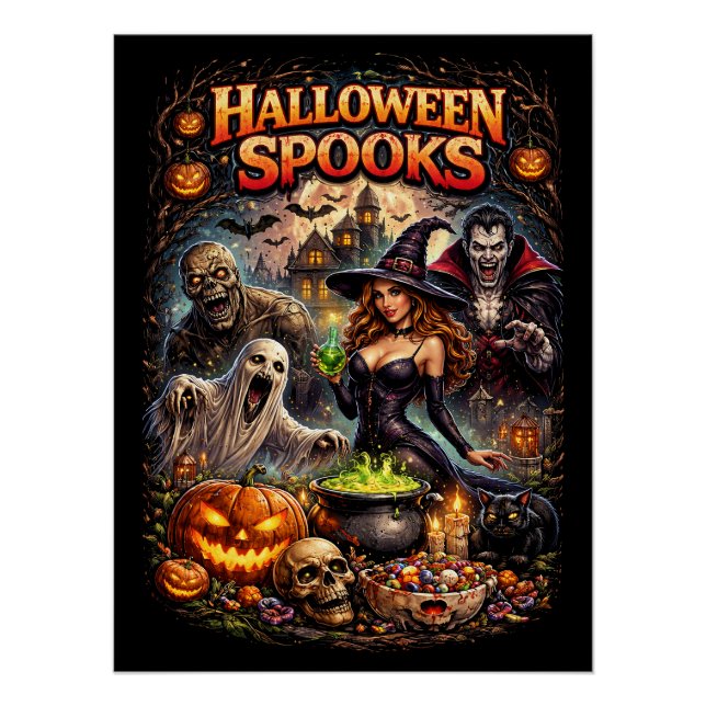 Poster Les épouvantails d'Halloween (Devant)