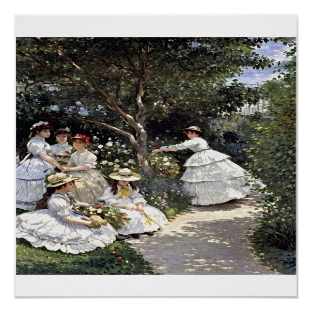 Poster Les femmes dans le jardin - Portrait de l'élégance (Devant)