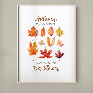 Poster Les feuilles d'automne sont des citations de fleur