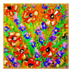 Poster "Les Fleurs Oranges" Belle Peinture. Commandez dès