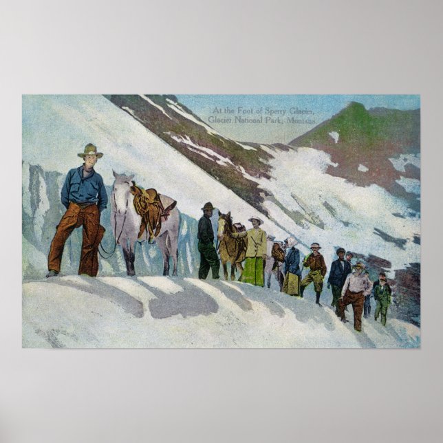 Poster Les grimpeurs au pied du glacier Sperry (Devant)