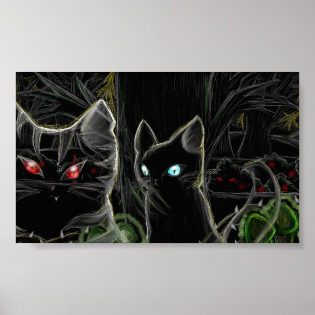 Poster Les guerriers Hawfrost et Tigerstar - La forêt noi (Devant)