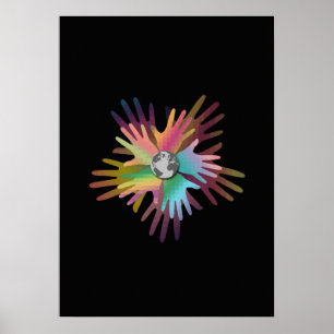 Poster Les mains dans le monde