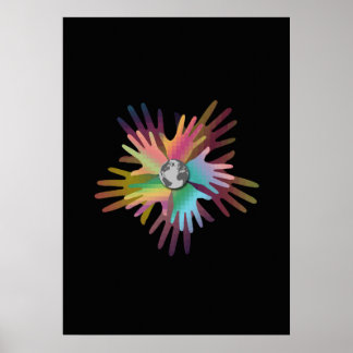 Poster Les mains dans le monde