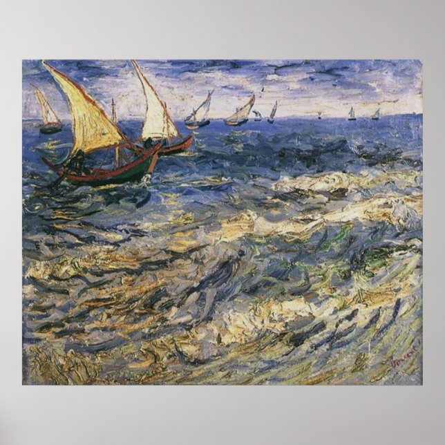 Poster Les mers aux Saintes-Maries par Vincent van Gogh (Devant)