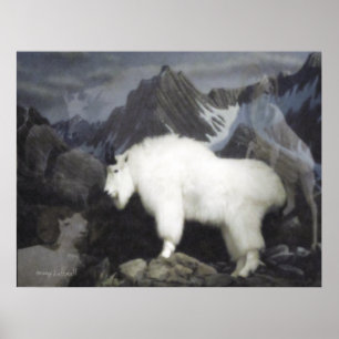 Poster Les moutons et les chèvres (style de montagne)