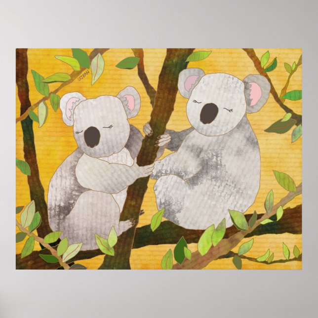 Poster Les ours de Koala sur les branches des arbres (Devant)