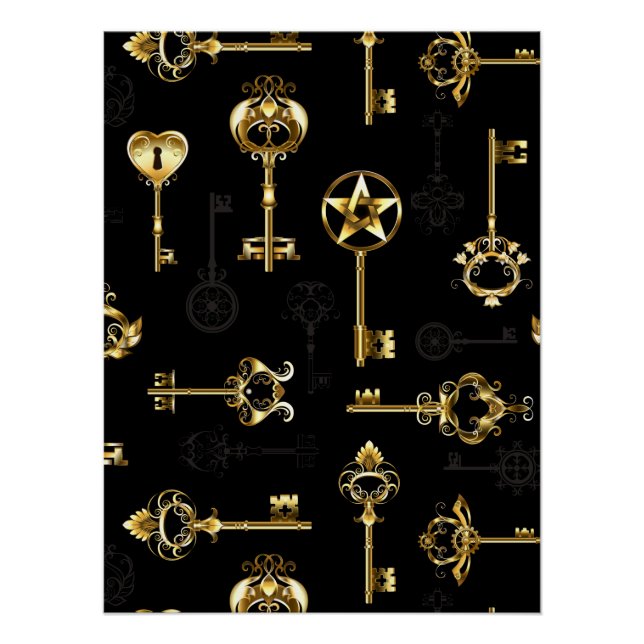 Poster Les Patters de Seamless avec Golden Keys (Devant)