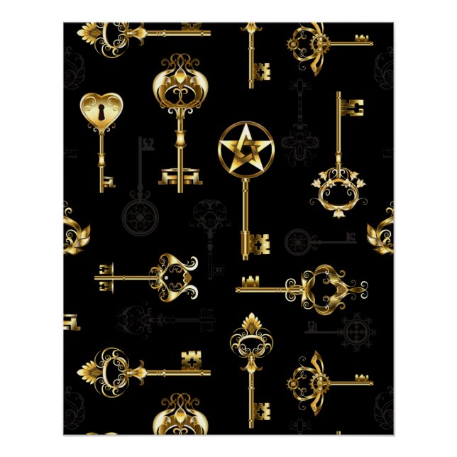 Poster Les Patters de Seamless avec Golden Keys (Devant)