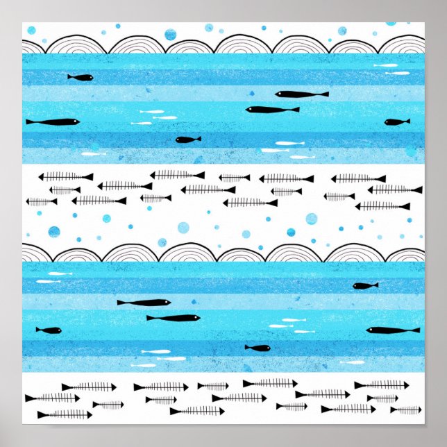 Poster Les poissons en mer (Devant)