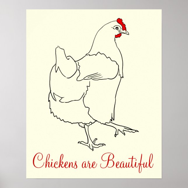 Poster Les poules sont de beaux dessins d'animaux mignons (Devant)