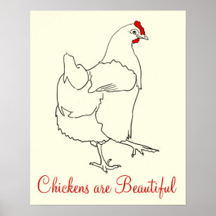 Poster Les poulets sont de beaux dessins de mignons anima