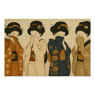 Poster Les Quatre Timides Geishas