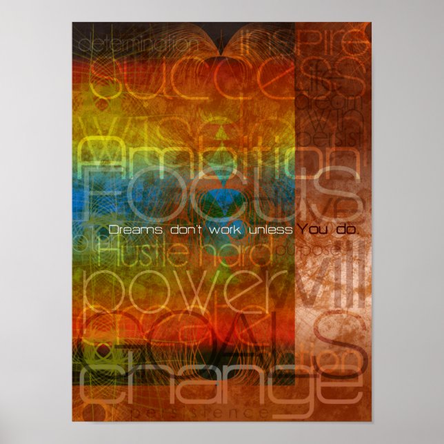 Poster Les rêves ne fonctionnent pas à moins que vous ne  (Devant)