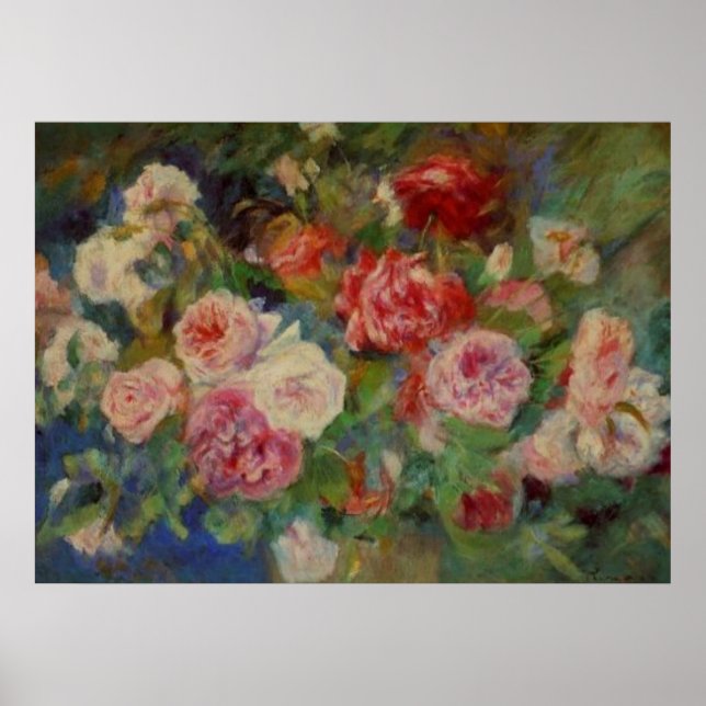 Poster Les Roses de Renoir dans un Vase Still Life (Devant)