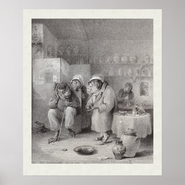 Poster Les singes au Dentist - Décor de bureau dentaire! (Devant)