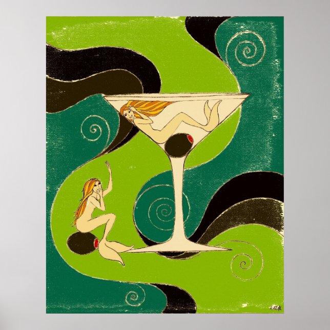 Poster Les sirènes dans un Martini (Devant)