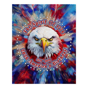 Poster L'Esprit de 1776, 2026 L'aigle rouge de feu d'Amér