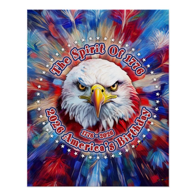 Poster L'Esprit de 1776, 2026 L'aigle rouge de feu d'Amér (Devant)
