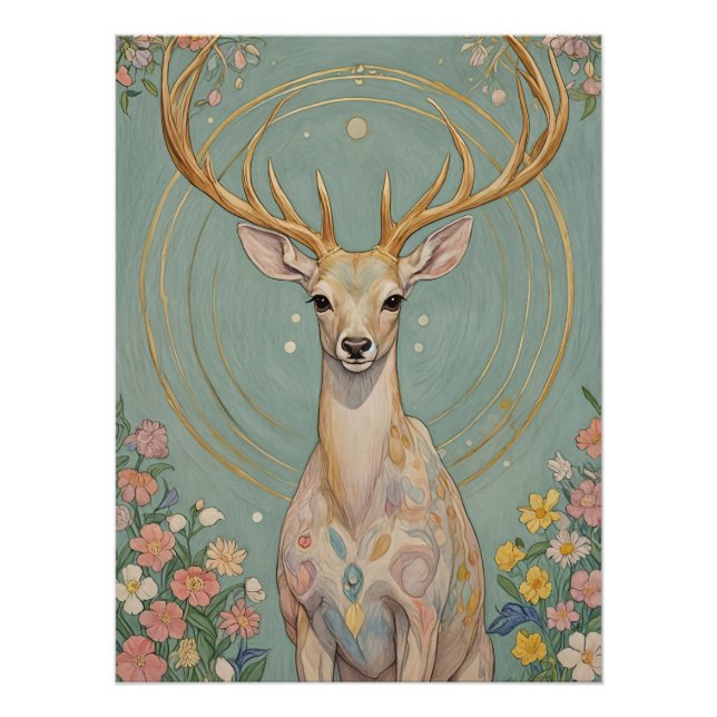 Poster L'Esprit Doux : Un Cerf Pastel (Devant)
