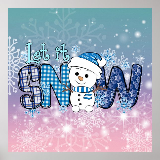 Poster Let It Snow Snowflakes (Devant)