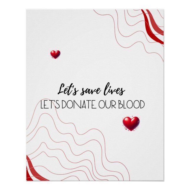 Poster Let's Save Lives – Donate Blood Minimalist Graphic (Devant)