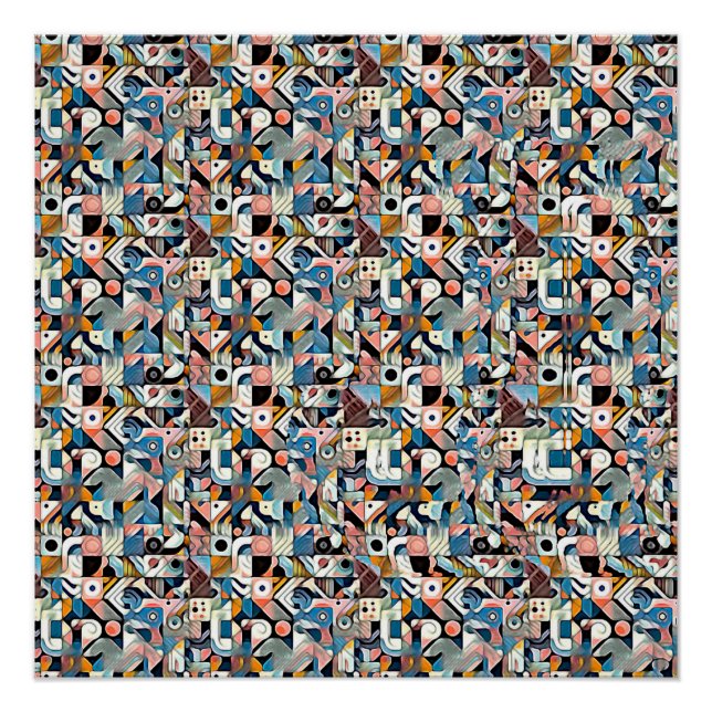 Poster LETTER J STEREOGRAM 20"x20", Semi-Gloss, No Frame (Devant)
