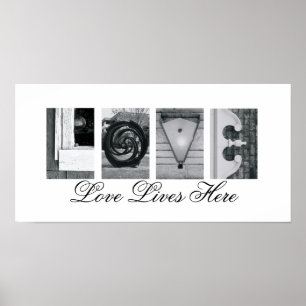 Poster LETTRE Alphabet Photographie Amour Vit Ici 10x20