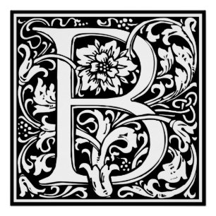 Poster Lettre B Monogramme Art Nouveau Médiéval