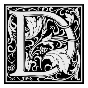 Poster Lettre D Monogramme Art Nouveau Médiéval