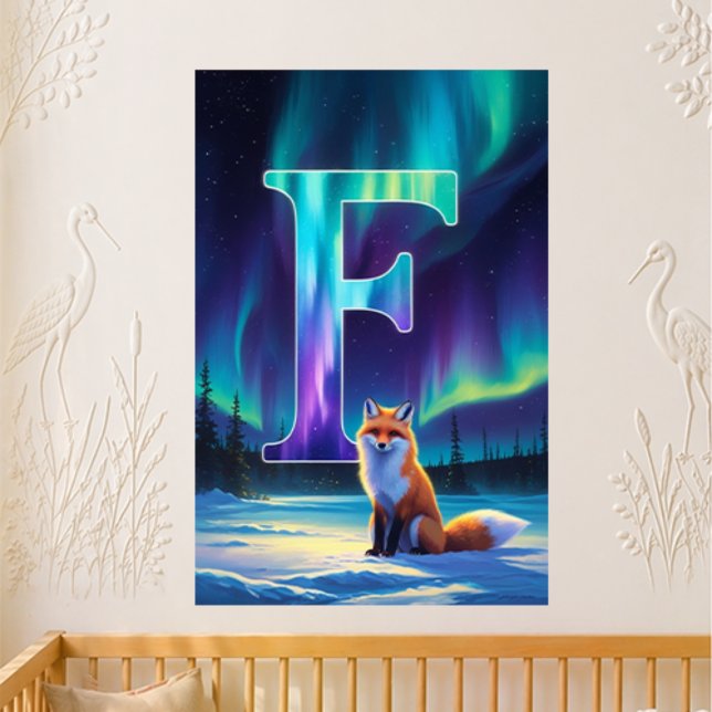 Poster Lettre de maternelle F Nom Renard des lumières bor (Créateur téléchargé)