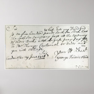Poster Lettre écrite par Handel, juin 1716