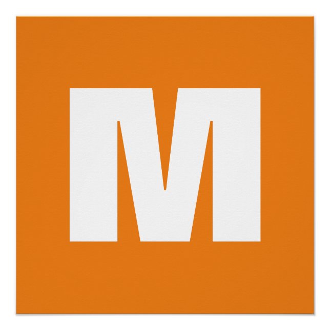 Poster Lettre initiale Monogramme Style moderne Orange Bl (Devant)